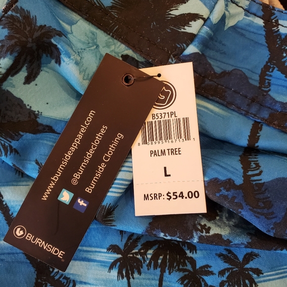 BNWT Burnside Ladies Dobby Stretch Board Shorts Blue with Palm Trees Large - Picture 3 of 10